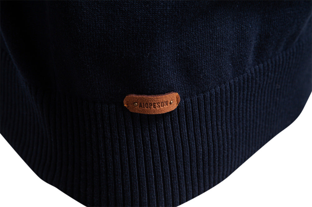 Men's Casual Half-Zip Top With Vertical Collar - Ahaselected