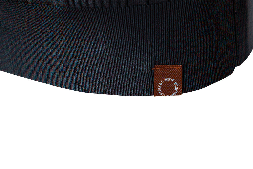 Sweater Polo Half Zip Knitted Sweater Men's - Ahaselected