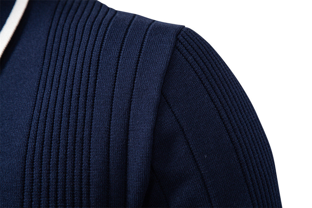 Sweater Polo Half Zip Knitted Sweater Men's - Ahaselected