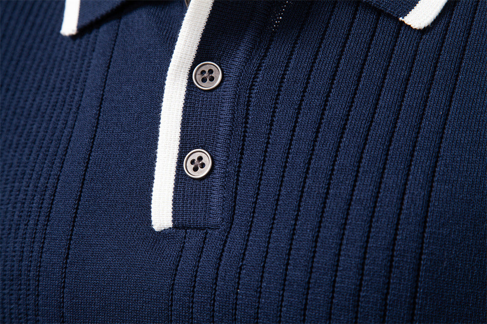 Sweater Polo Half Zip Knitted Sweater Men's - Ahaselected
