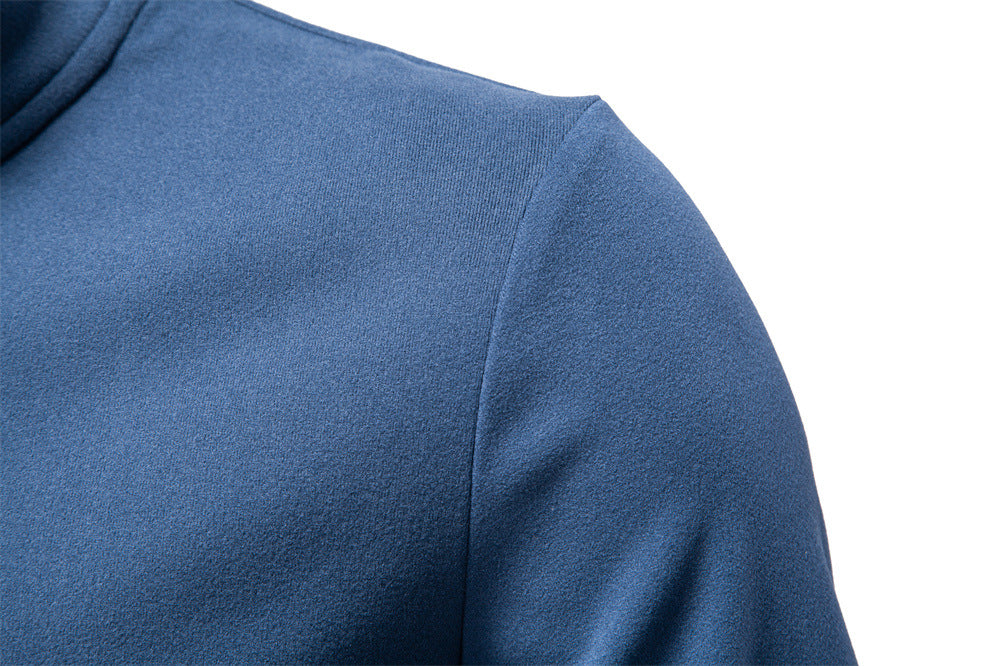 Men's Half-Zip Long-Sleeved Fleece With Vertical Collar - Ahaselected