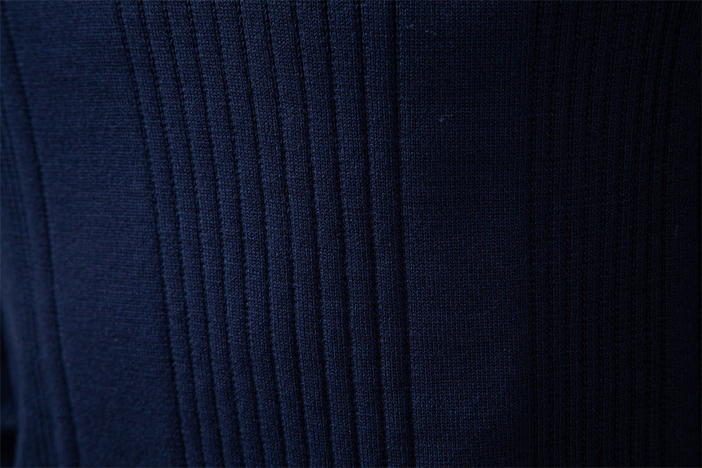 Sweater Polo Half Zip Knitted Sweater Men's - Ahaselected