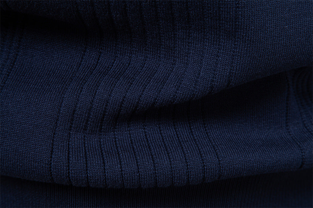Sweater Polo Half Zip Knitted Sweater Men's - Ahaselected