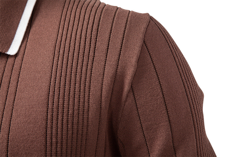 Sweater Polo Half Zip Knitted Sweater Men's - Ahaselected