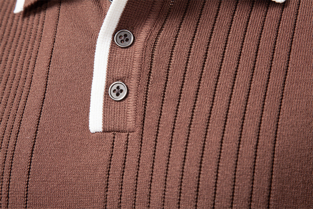 Sweater Polo Half Zip Knitted Sweater Men's - Ahaselected