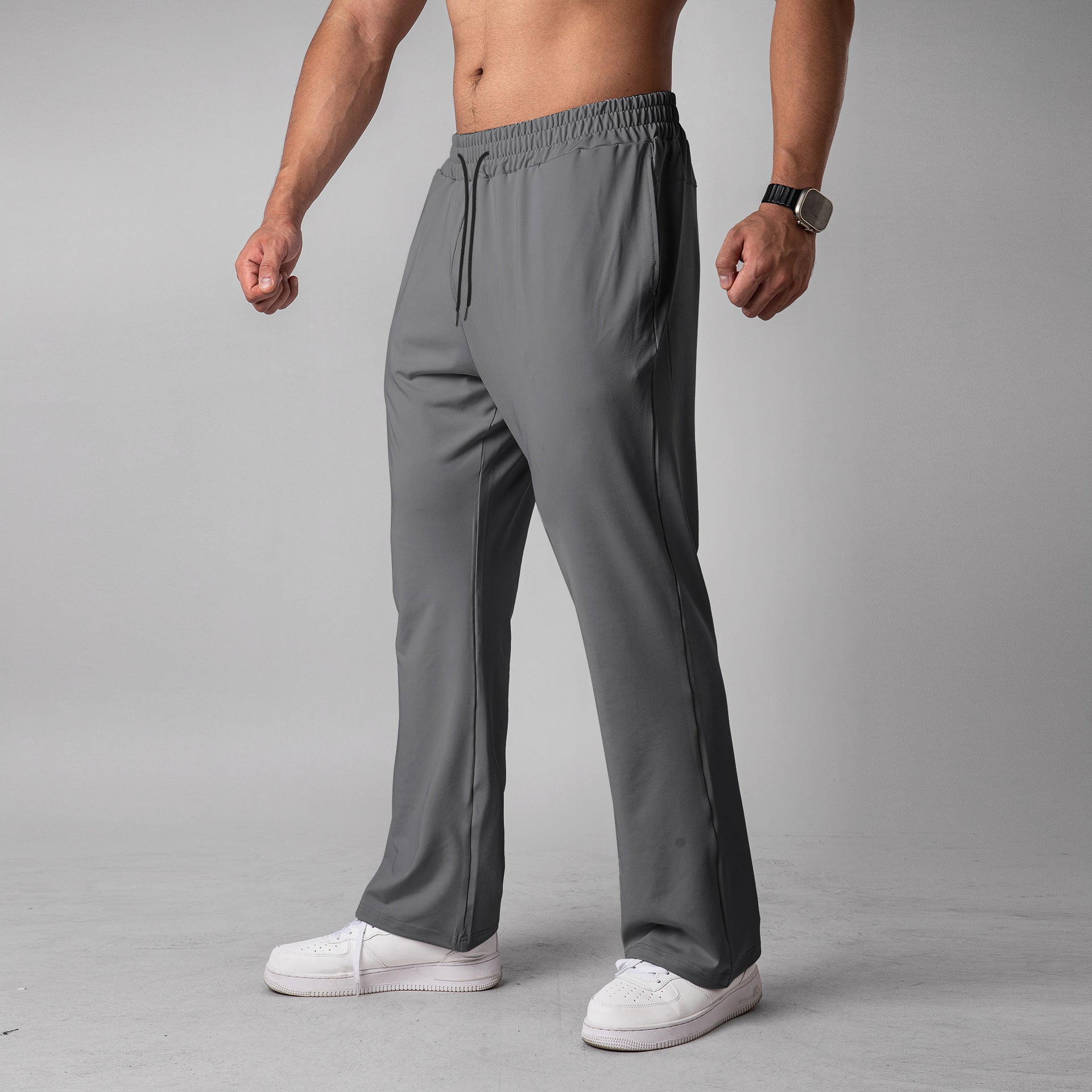 Quick-drying Running Pants Wide-leg Sweetpants Men's Drawstring Loose - Ahaselected