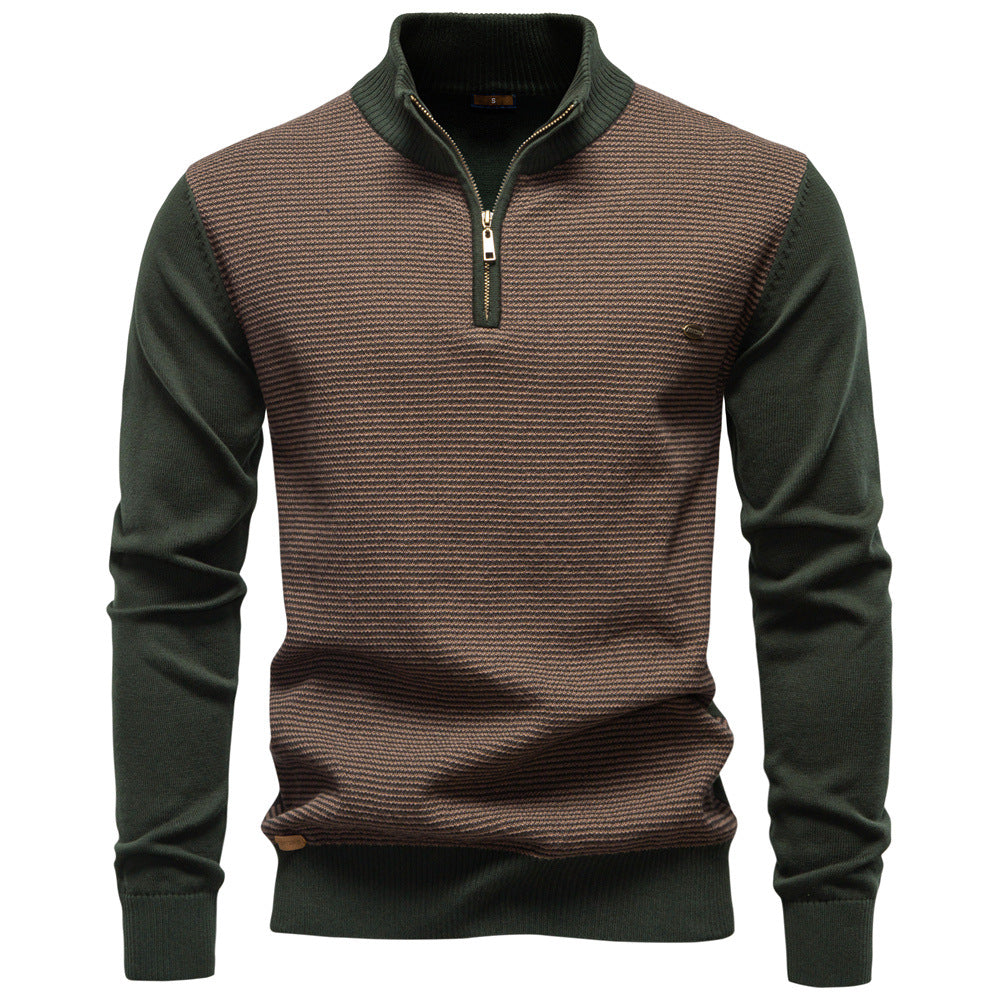 Men's Half-Zip Collar Cotton Sweater - Ahaselected