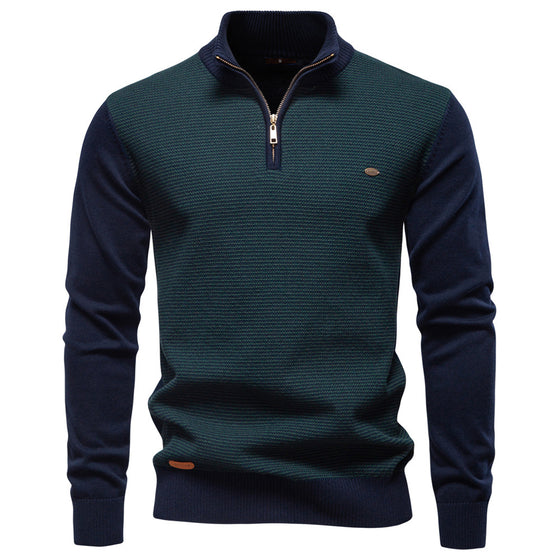 Men's Half-Zip Collar Cotton Sweater