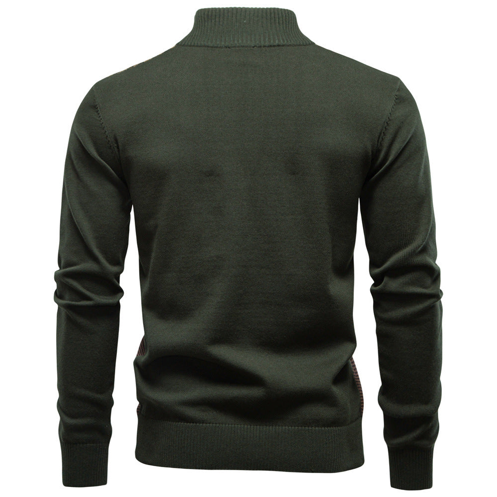 Men's Half-Zip Collar Cotton Sweater - Ahaselected
