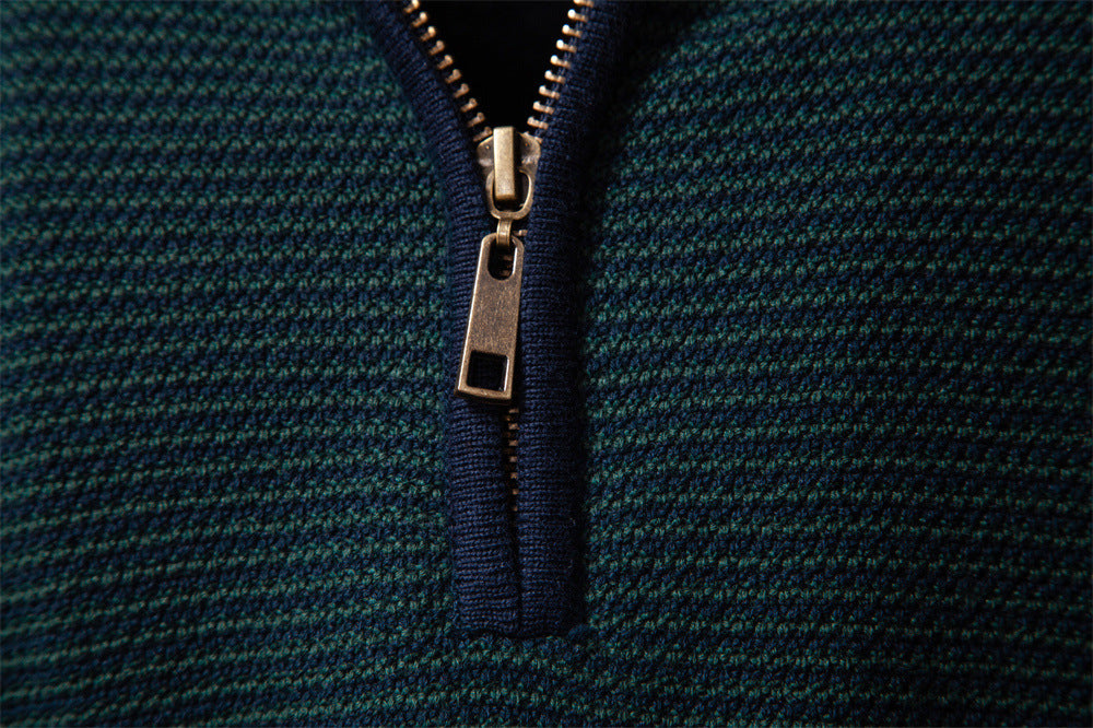 Men's Half-Zip Collar Cotton Sweater - Ahaselected