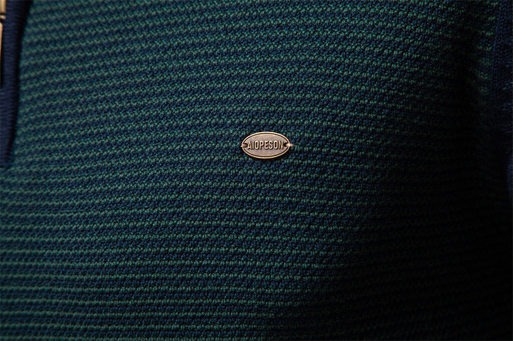 Men's Half-Zip Collar Cotton Sweater - Ahaselected