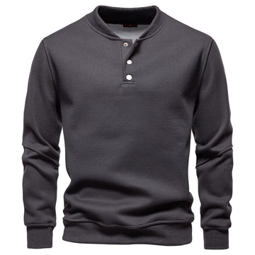 Men’s Waffle Textured Henley Sweatshirt