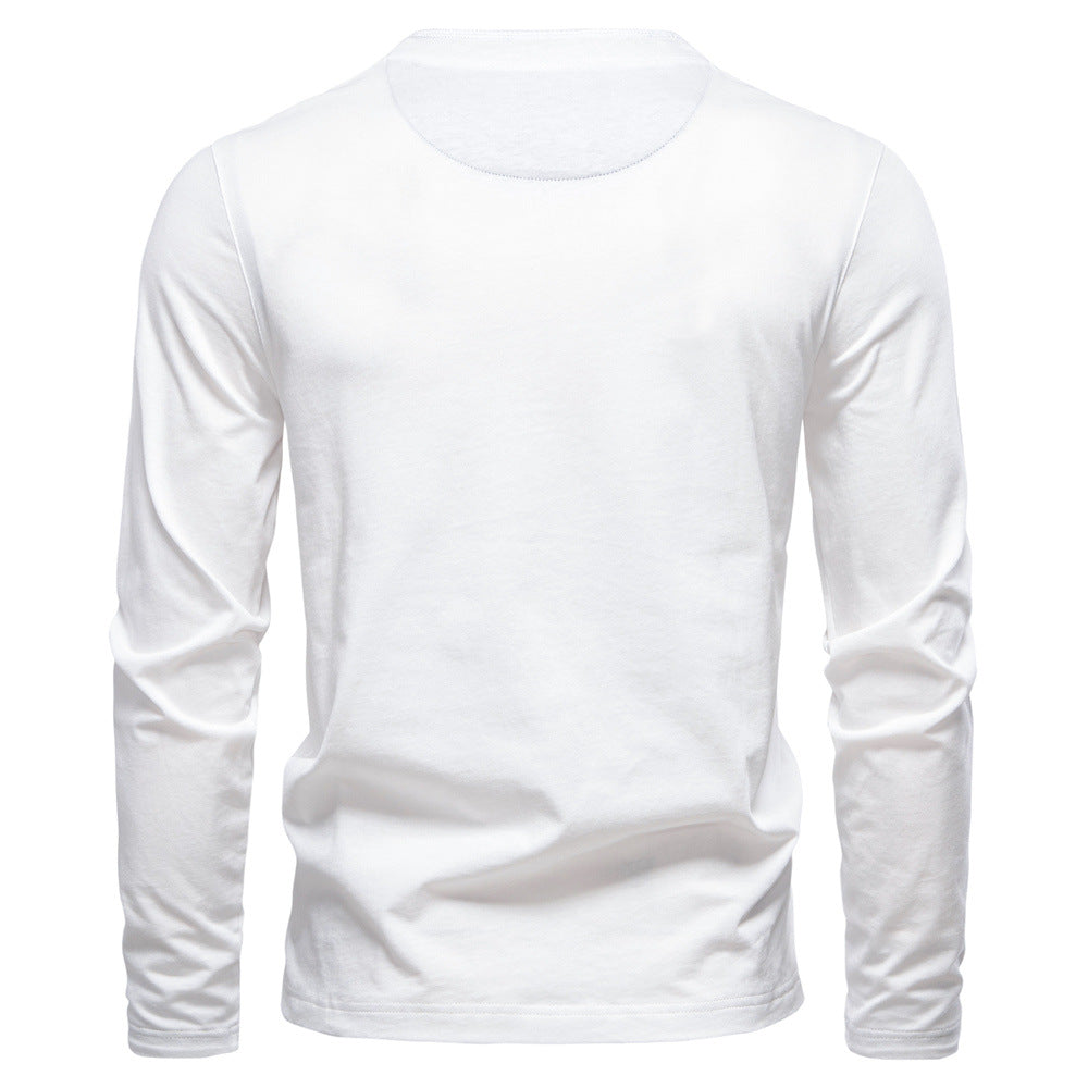 Long Sleeve Cotton Henley Shirt - Ahaselected