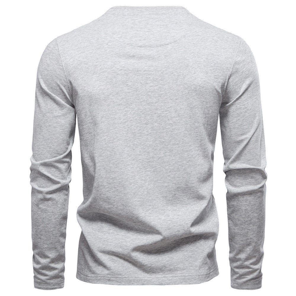 Long Sleeve Cotton Henley Shirt - Ahaselected