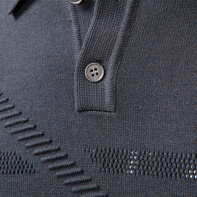 Refined Textured Knit Polo Sweater - Ahaselected