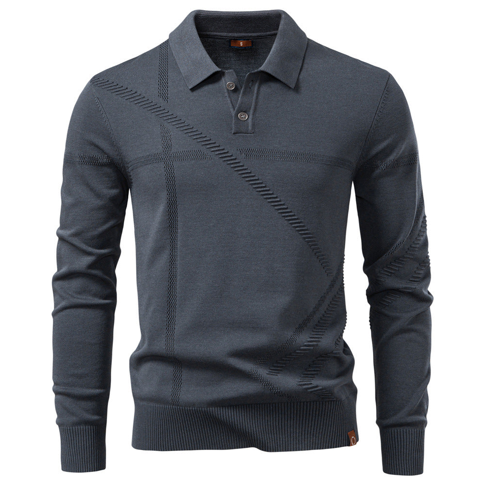 Refined Textured Knit Polo Sweater - Ahaselected