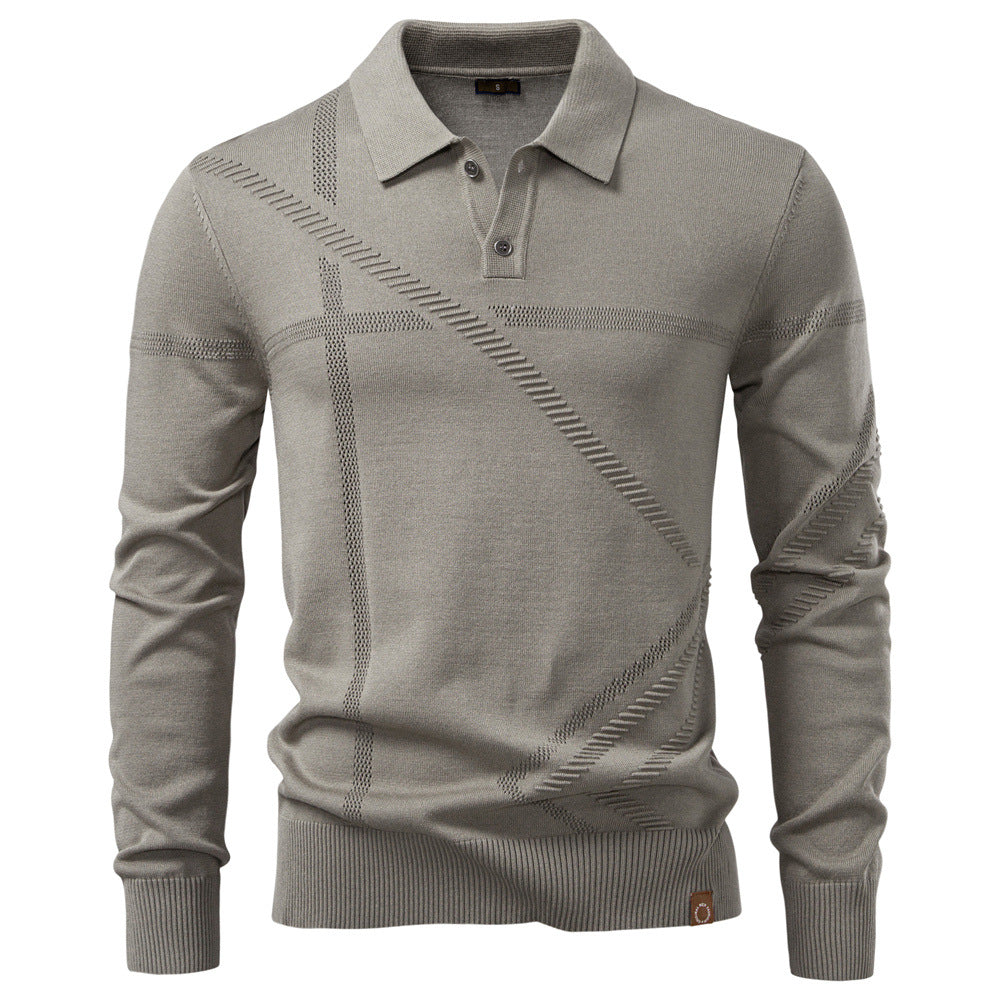 Refined Textured Knit Polo Sweater - Ahaselected