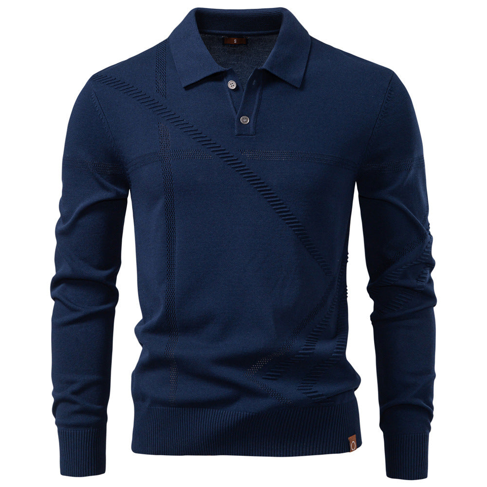 Refined Textured Knit Polo Sweater - Ahaselected