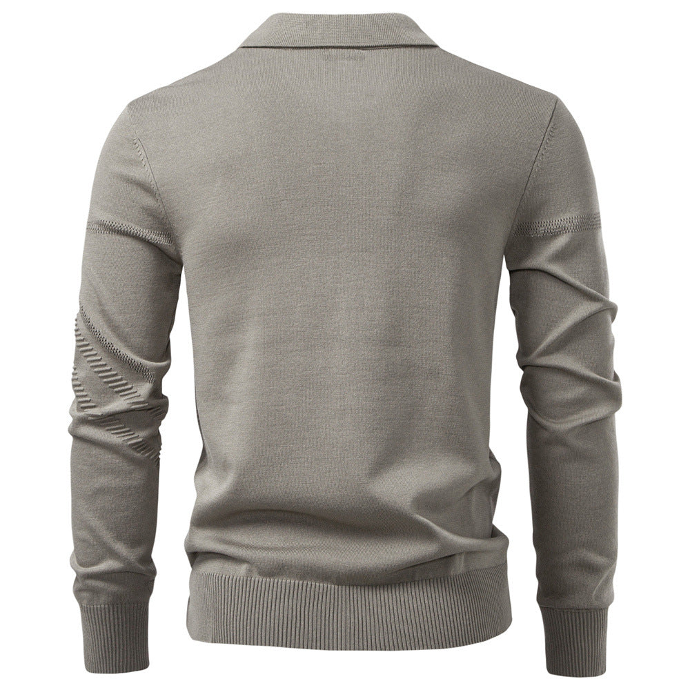 Refined Textured Knit Polo Sweater - Ahaselected
