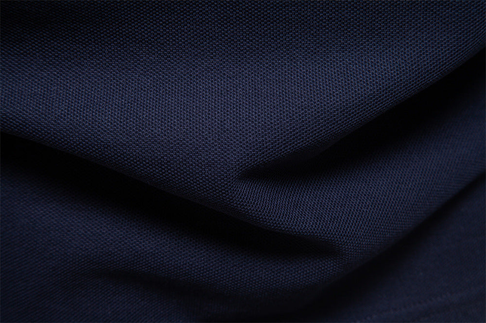 Long Sleeve Polo Shirt with Stripe Collar - Ahaselected