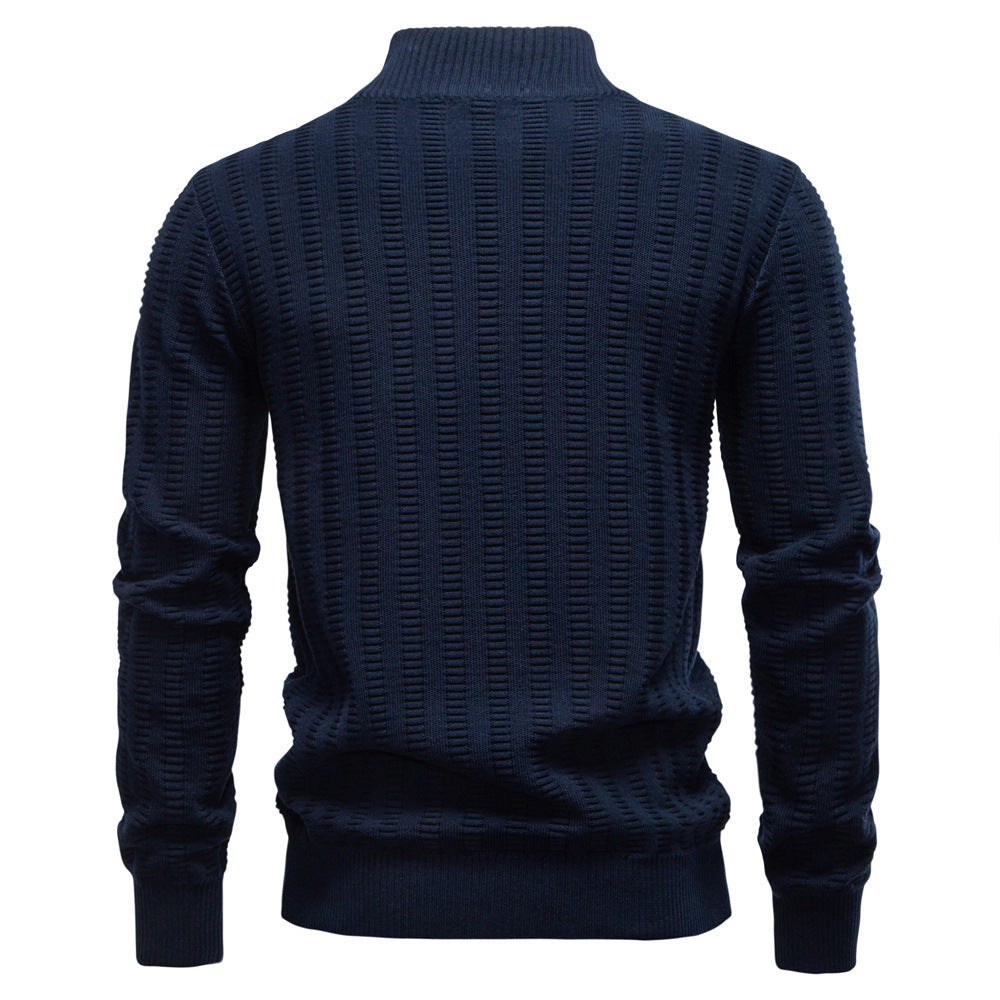Men’s Textured Half-Zip Knit Sweater - Ahaselected
