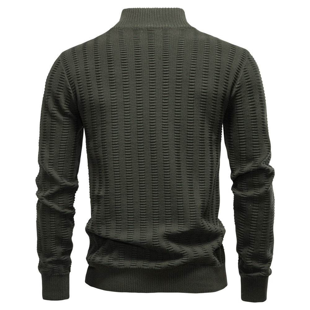 Men’s Textured Half-Zip Knit Sweater - Ahaselected