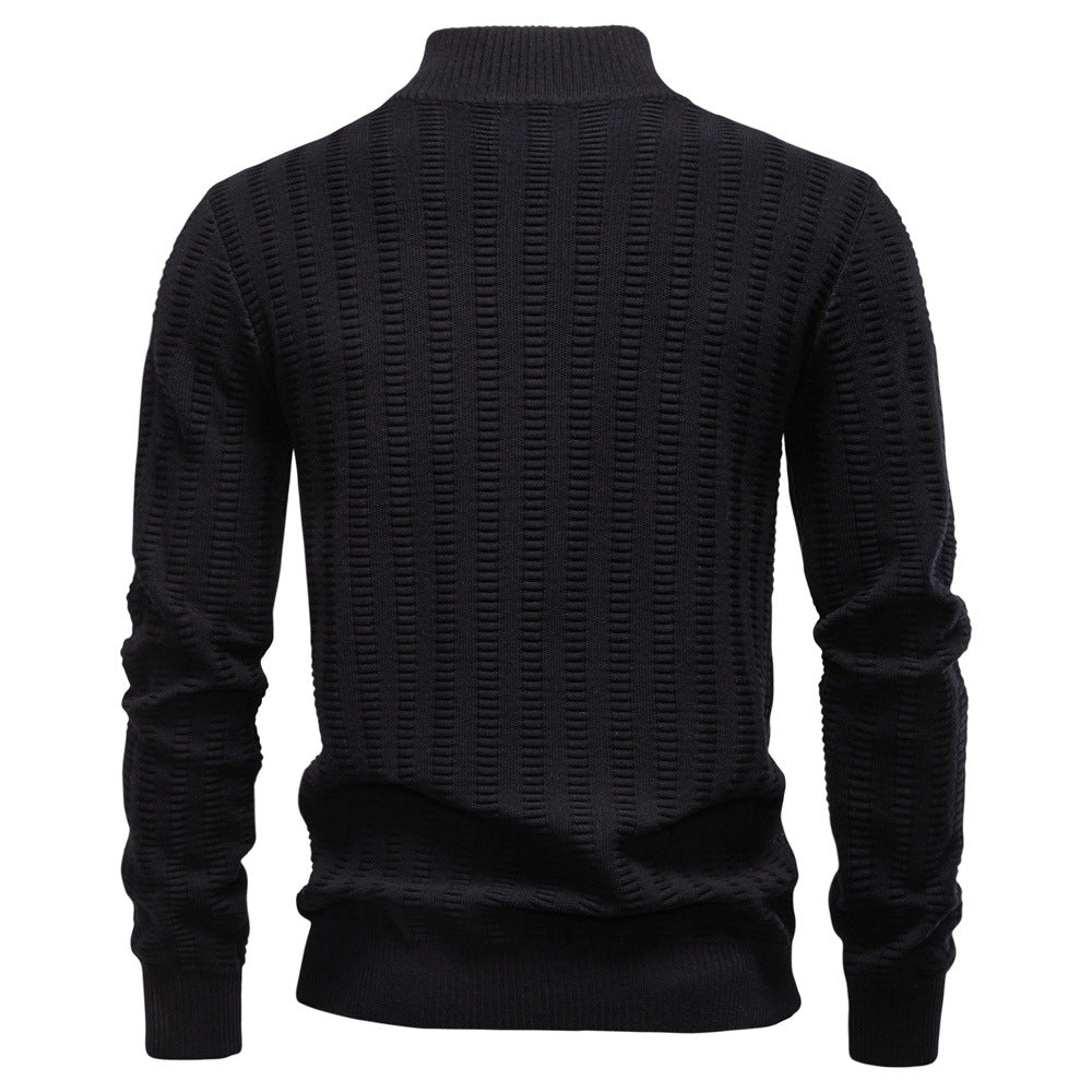 Men’s Textured Half-Zip Knit Sweater - Ahaselected