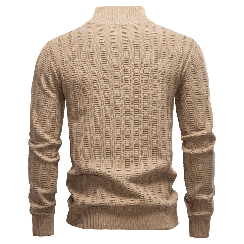 Men’s Textured Half-Zip Knit Sweater - Ahaselected