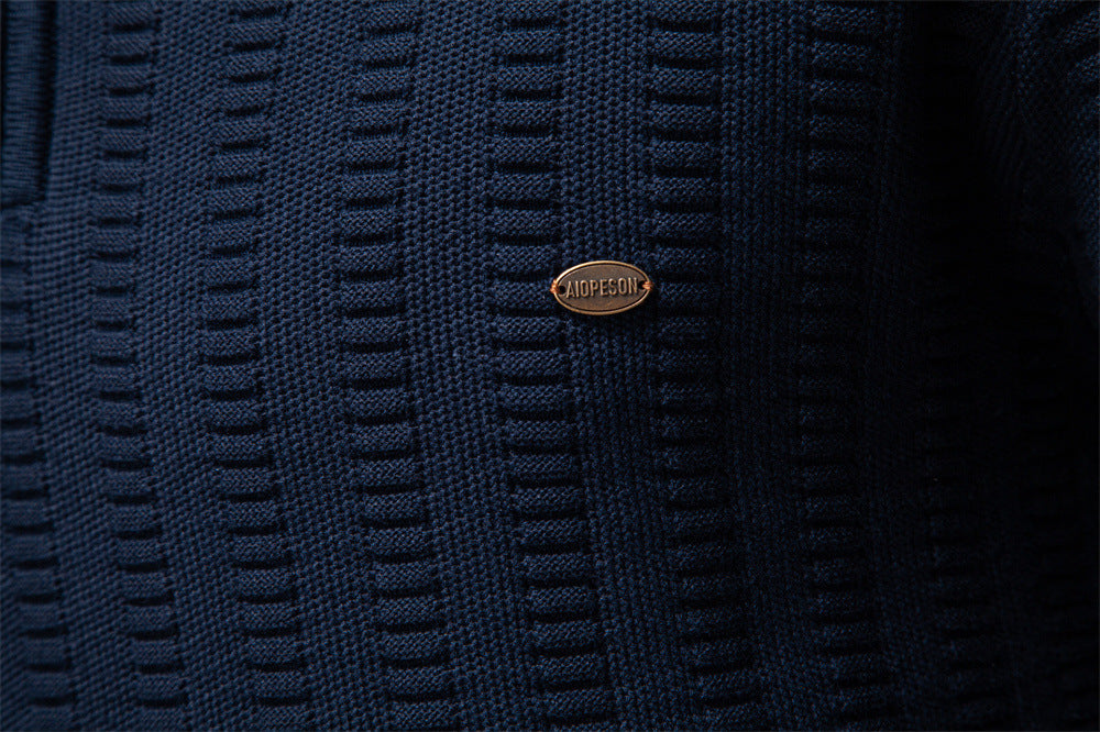Men’s Textured Half-Zip Knit Sweater - Ahaselected
