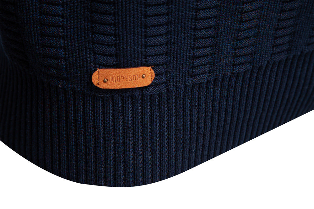 Men’s Textured Half-Zip Knit Sweater - Ahaselected