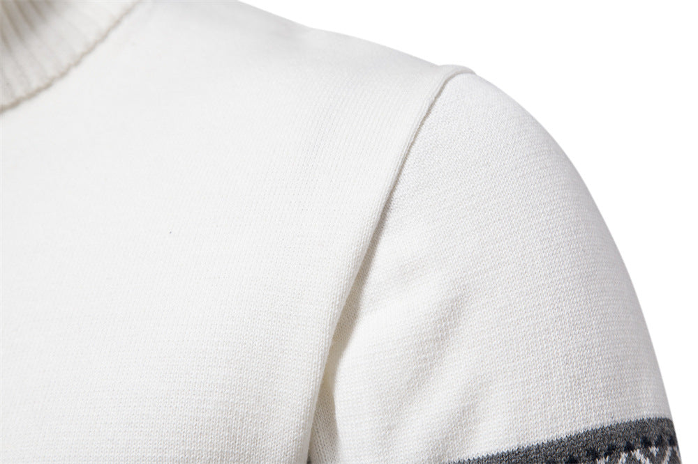Nordic Pattern Stand Collar Half-Zip Knit Sweater - Ahaselected