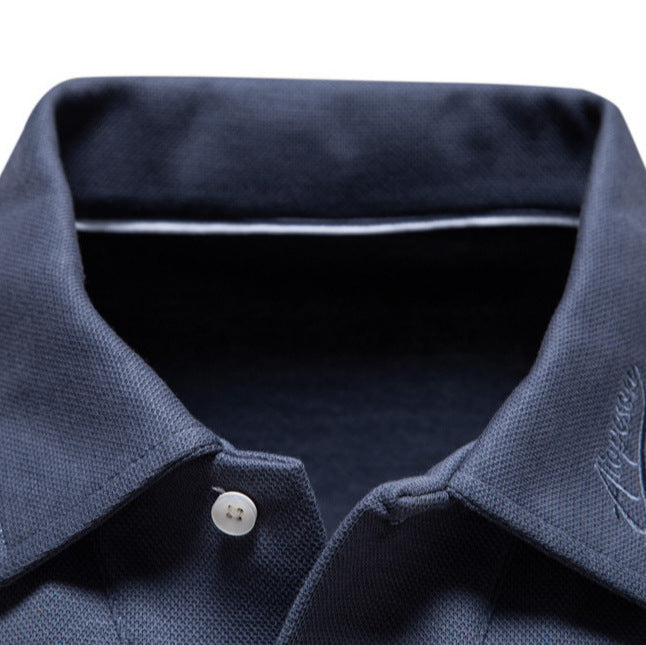 Long Sleeve Cotton Blend Polo Shirt - Ahaselected