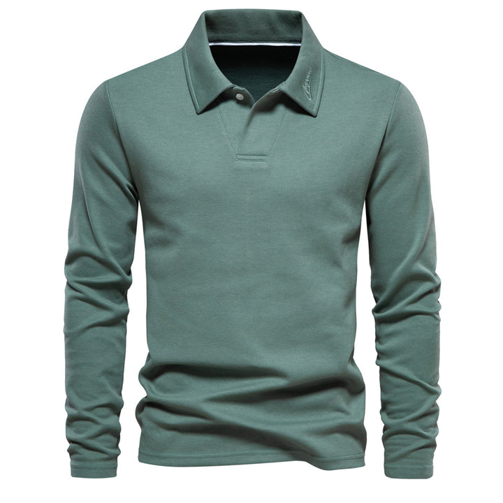 Long Sleeve Cotton Blend Polo Shirt