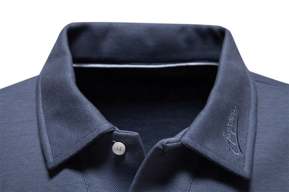 Long Sleeve Cotton Blend Polo Shirt - Ahaselected