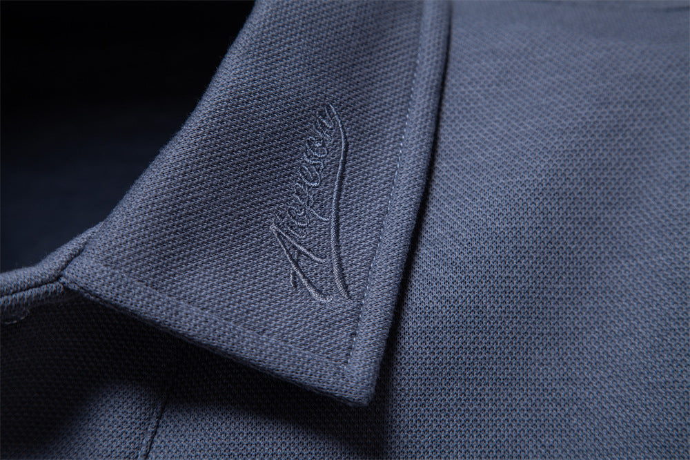 Long Sleeve Cotton Blend Polo Shirt - Ahaselected