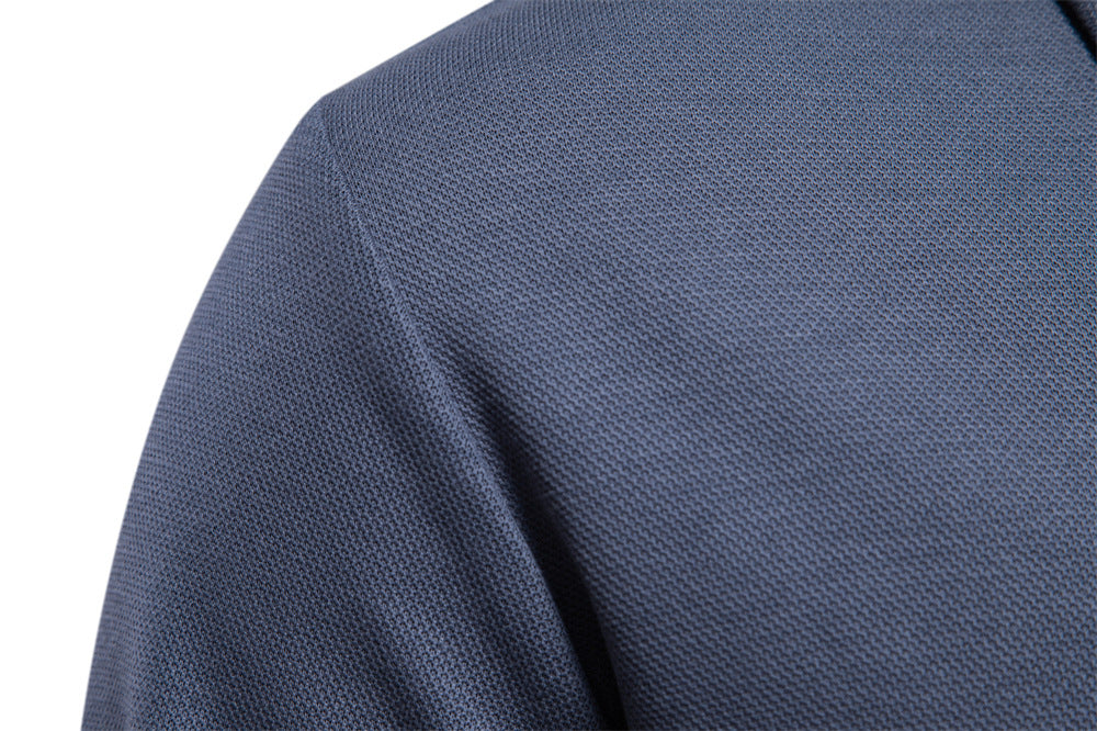 Long Sleeve Cotton Blend Polo Shirt - Ahaselected