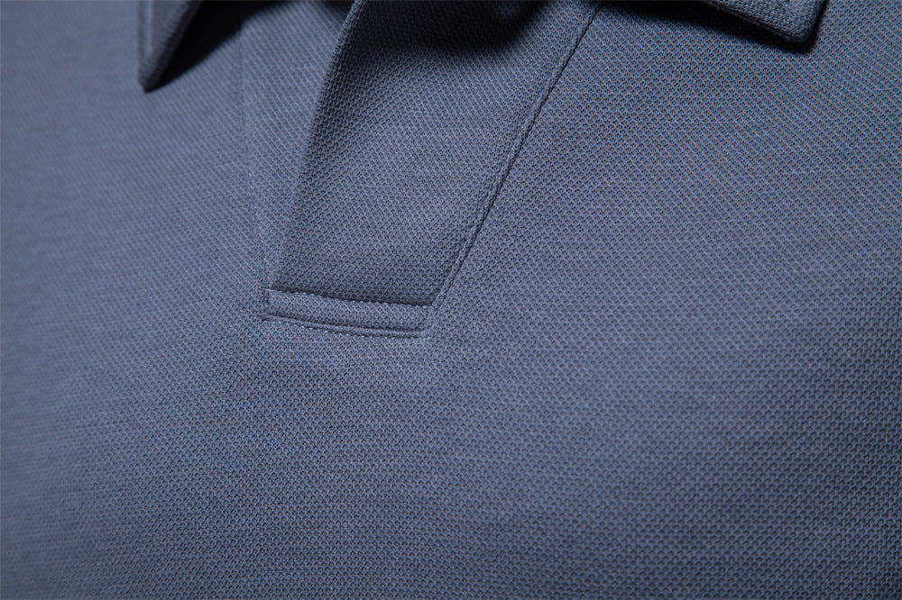Long Sleeve Cotton Blend Polo Shirt - Ahaselected