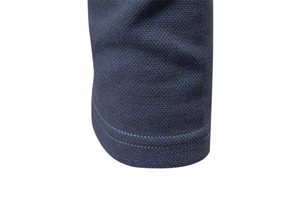 Long Sleeve Cotton Blend Polo Shirt - Ahaselected