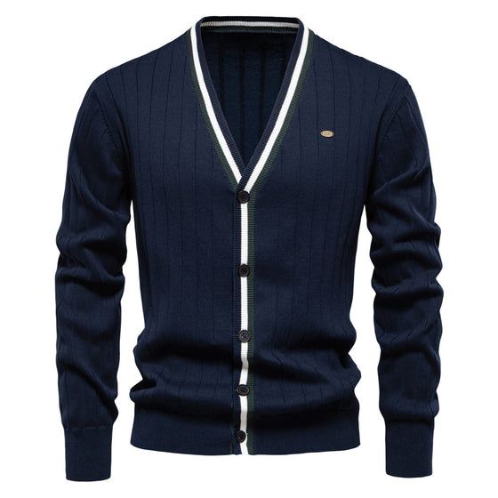 Classic Stripe-Trim Cardigan