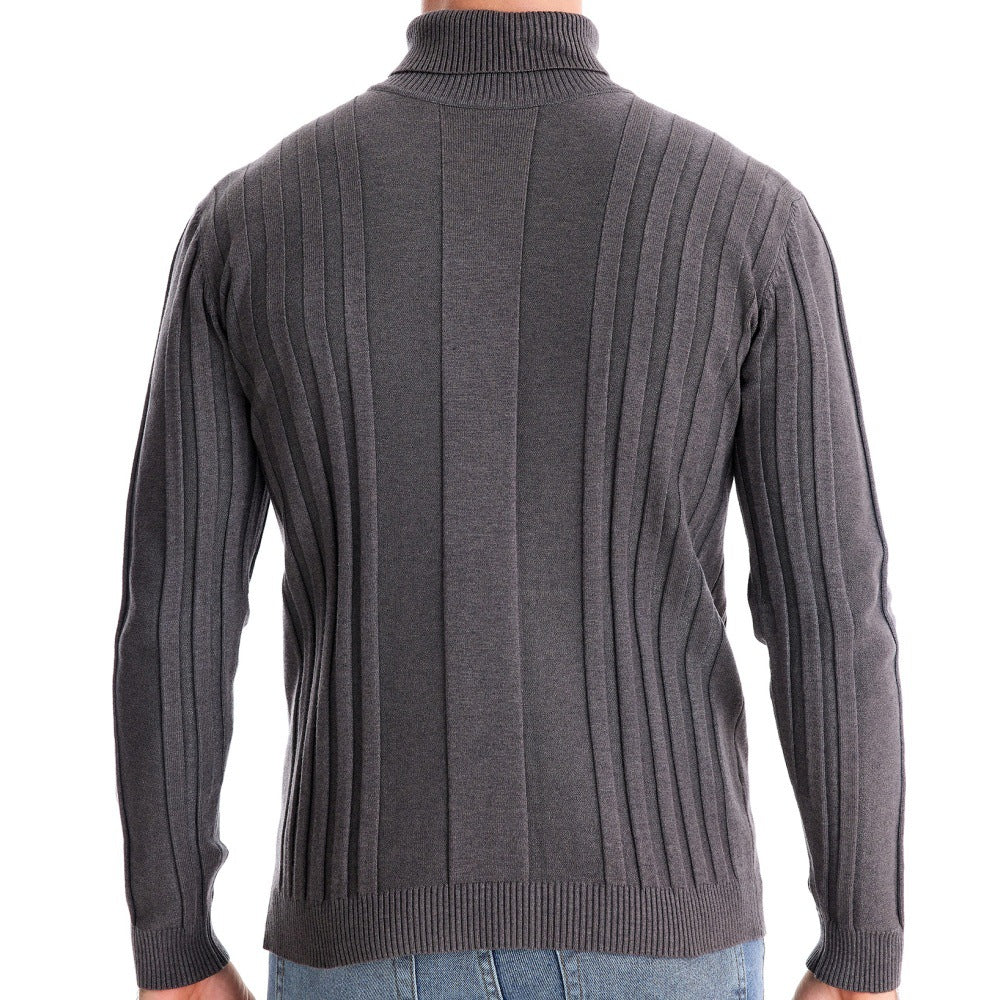 Basic Ribbed Turtleneck Sweater - Ahaselected