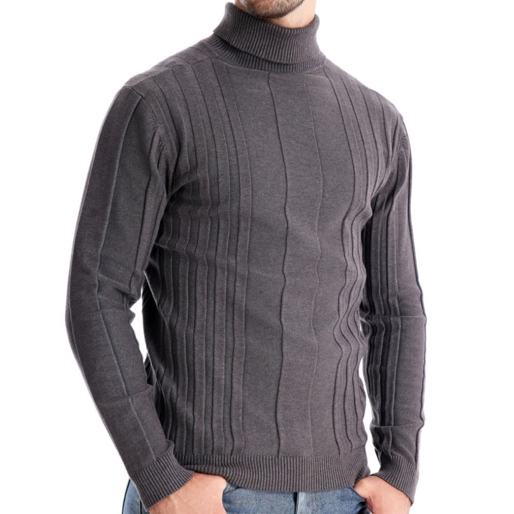 Basic Ribbed Turtleneck Sweater - Ahaselected