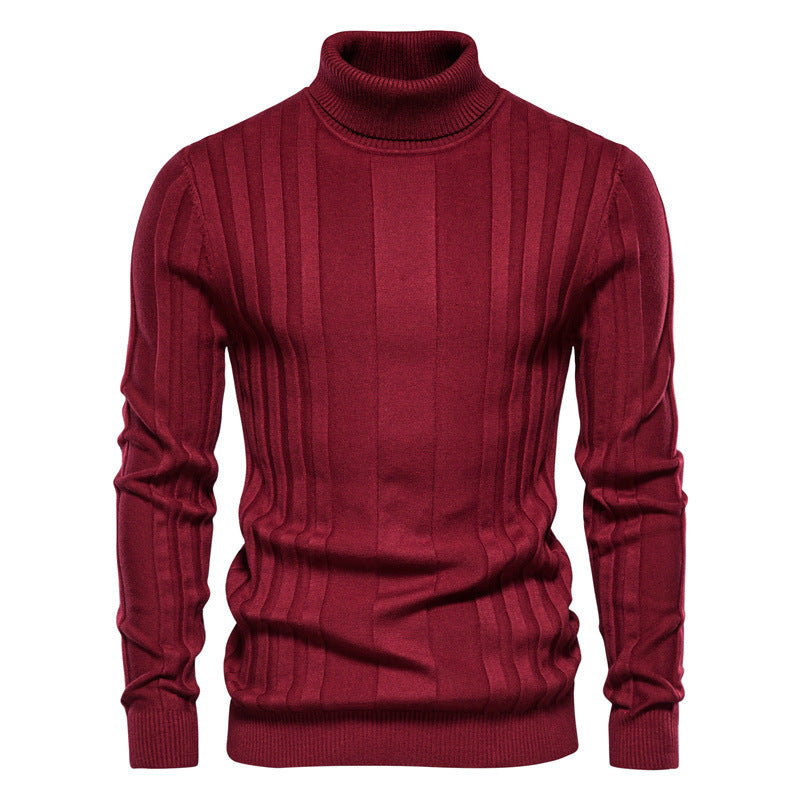 Basic Ribbed Turtleneck Sweater - Ahaselected