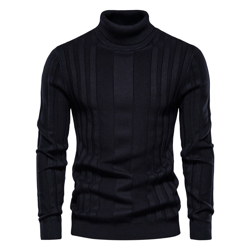 Basic Ribbed Turtleneck Sweater - Ahaselected