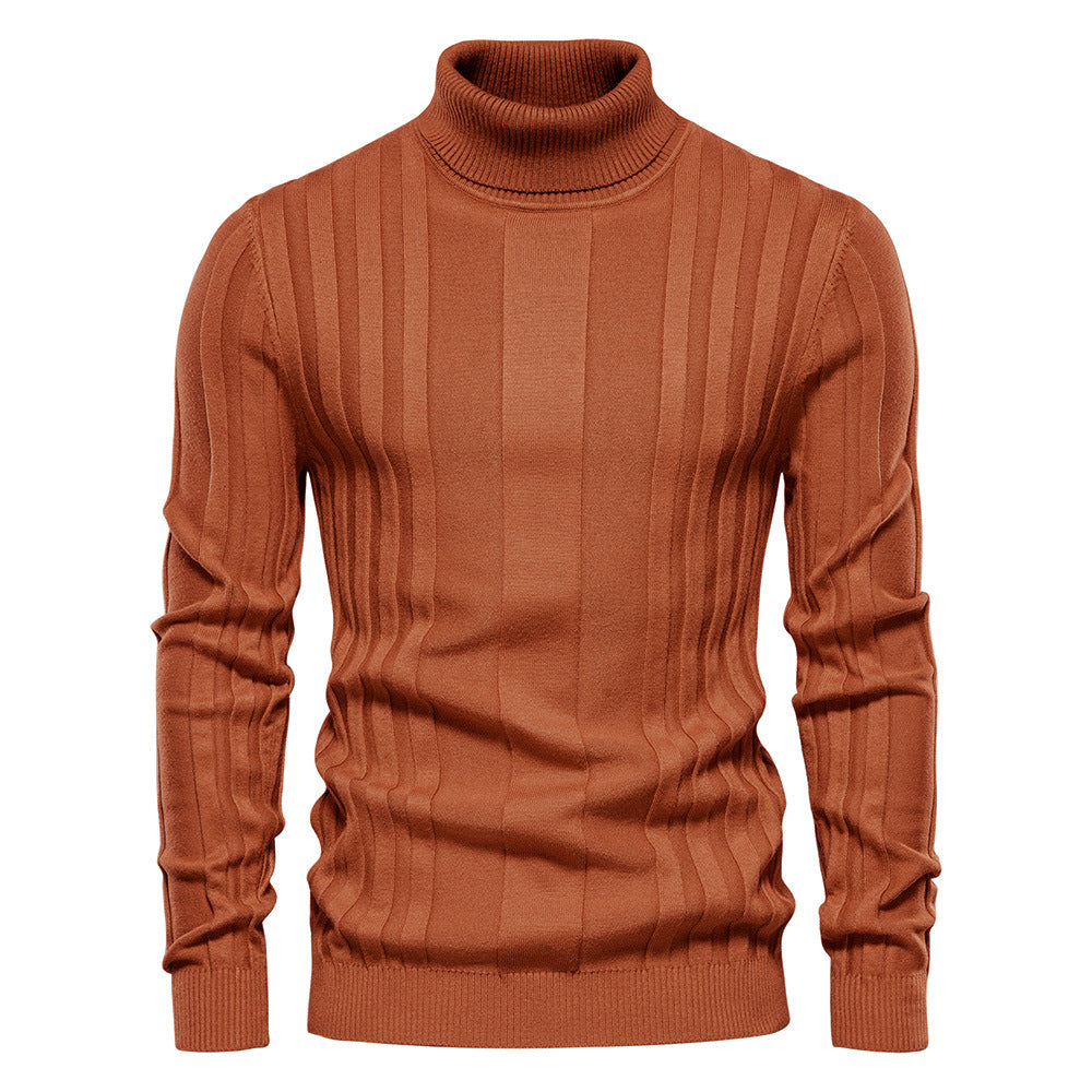 Basic Ribbed Turtleneck Sweater - Ahaselected