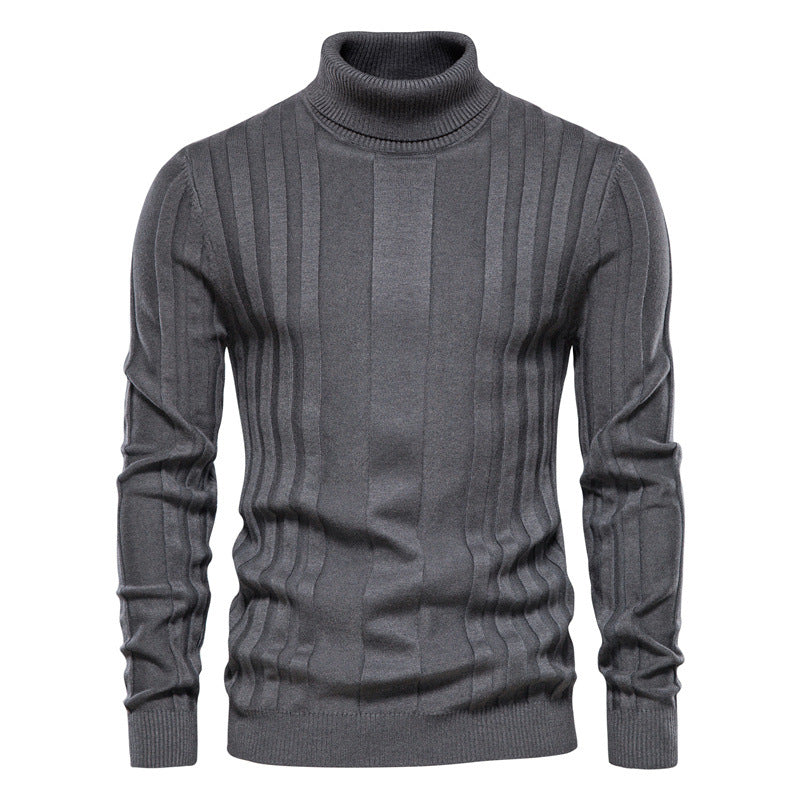 Basic Ribbed Turtleneck Sweater - Ahaselected