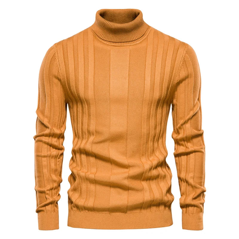 Basic Ribbed Turtleneck Sweater - Ahaselected
