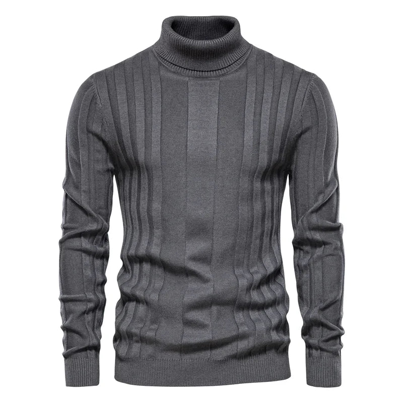 Basic Ribbed Turtleneck Sweater - Ahaselected