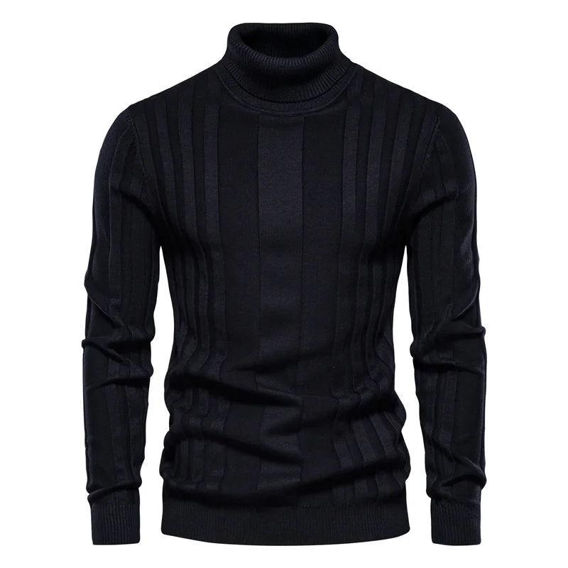 Basic Ribbed Turtleneck Sweater - Ahaselected