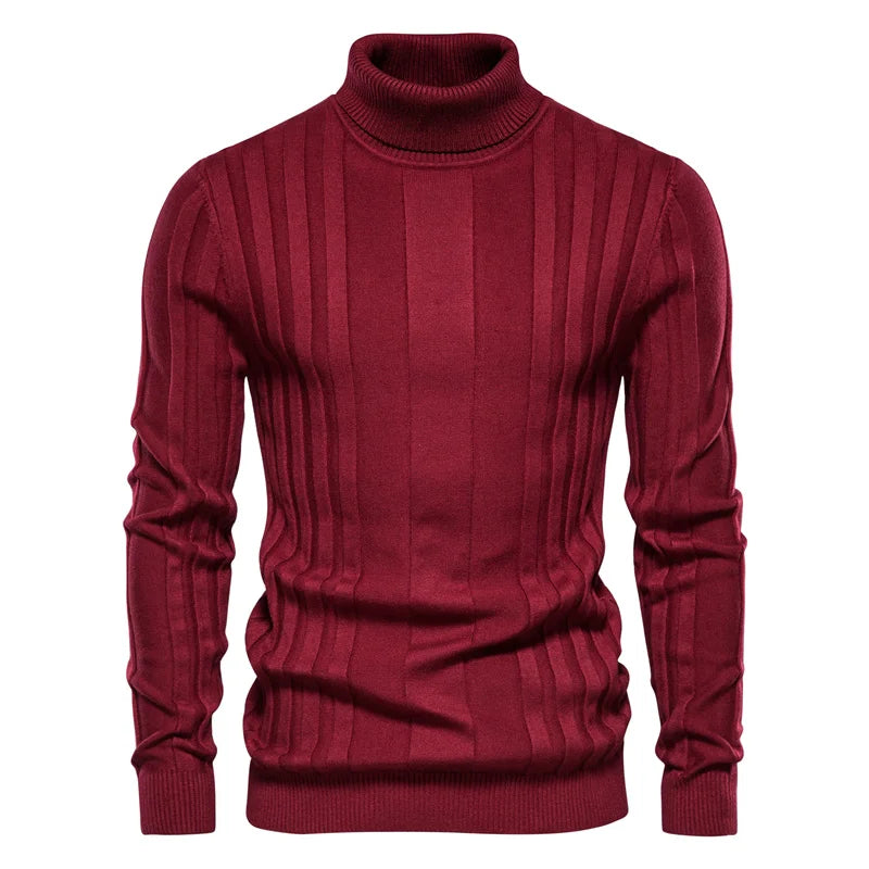 Basic Ribbed Turtleneck Sweater - Ahaselected