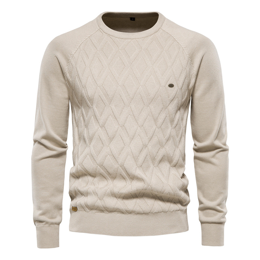Diamond Knit Crew Sweater - Ahaselected